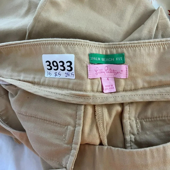 Lilly Pulitzer Womens Beige Palm Beach Fit Pants 4 Straight Side Zip Flat Front - Picture 12 of 12